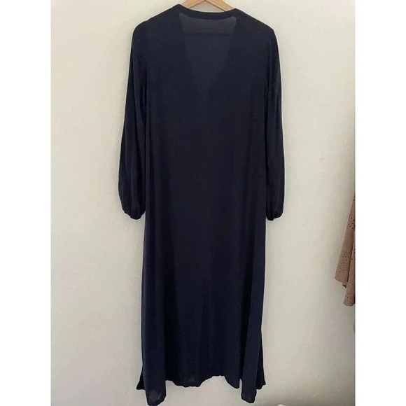 ORFEO Paris Women’s Maxi Dress Medium Navy Blue Sheer Cover Up Long Sleeve Beach - Picture 2 of 12